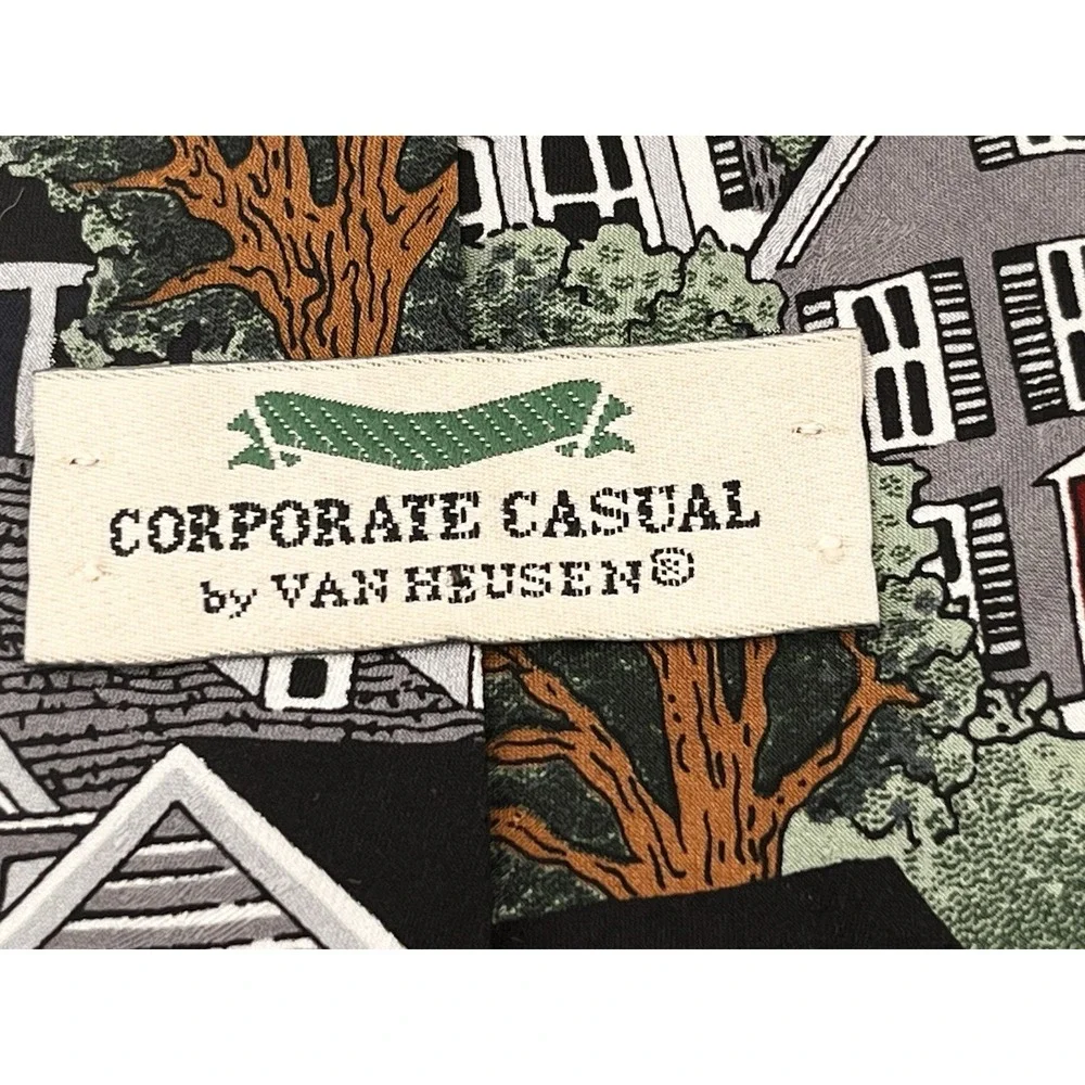Van Heusen Men's Necktie Tie Silk American Series New England Village Made USA